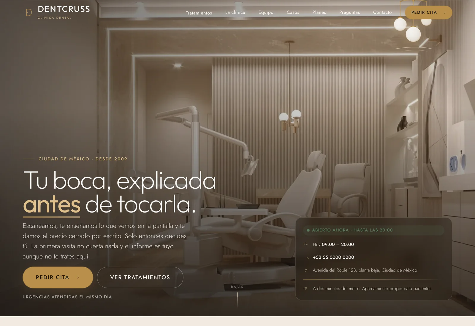 Dentcruss, la plantilla web para clínicas dentales que se entrega gratis con la automatización de WhatsApp